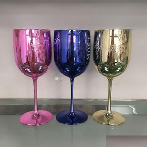 Lunes à vin Gold Acrylique Moet Champagne 480 ml Acryliques Coupes Célébration Party Mariage Drinkware Chandon Glass Cup 16oz Drop délivre dh9vy