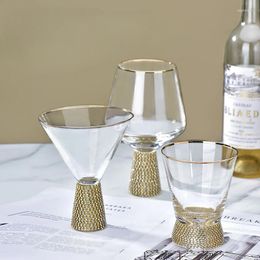 Wijnglazen goudomrandige diamantgerekte beker met diamanten set creatieve champagne glazen cocktail loodvrije bekers naar huis