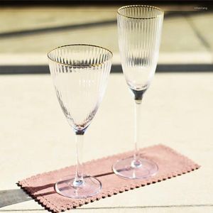 Verres à vin en fil d'or, tasses à Champagne à rayures verticales en cristal, gobelet de mariage pour la maison, verres créatifs pour fête El