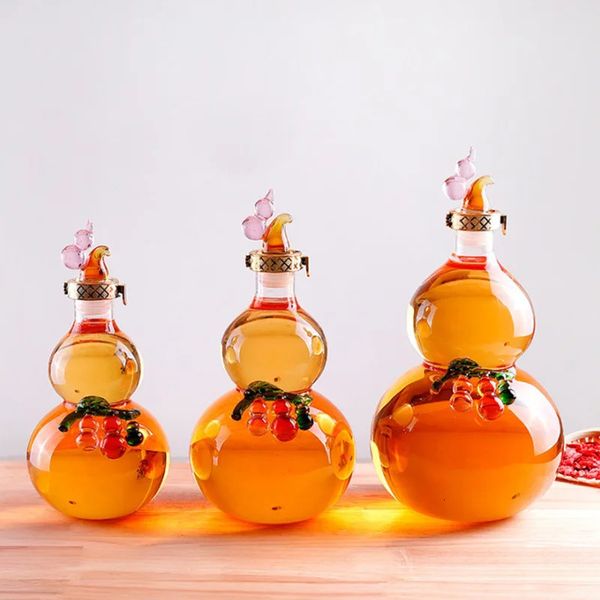 Copas de vino Decantador de calabaza Botella de vino de vidrio Artesanía transparente Decoración creativa Botella de licor Decantador de bar para el hogar de alta capacidad Herramientas Regalo 231114