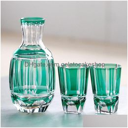 Wijnglazen Groene Bamboe Whisky Water Wodka Japan Edo Kiriko Glas Handgekapt tot helder kristal Rotsen Beker Drinken Drinkware Drop Del Dhqpg