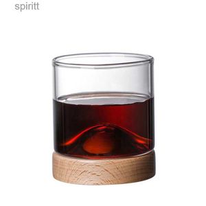 Verres à vin Guanshan verre verre à vin siège en bois créatif verre à bière vin thé tasse whisky verre ensemble Bar vin accessoires YQ240105