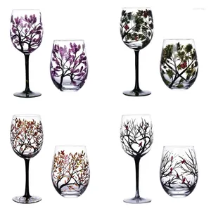 Verres à vin H55a peintes à la main quatre saisons drinkware de gobelet arbre essentiel pour