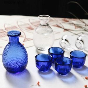 Wijnglazen Hamerkorrel Japanse stijl blauw glas sake set wijnafscheider rood geel dik wijnglas wijnfles wijn L240323