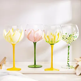 Verres à vin peintes à la main en verre de bois de boisson tulip cingstal gobelet médiéval tasses champagne cocktail halloween tasse