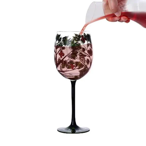 Verres à vin peints à la main pour les amateurs d'art d'arbre des quatre saisons, grand verre