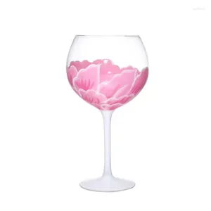 Verres à vin peints à la main, gobelet du moyen âge, verre d'art Huazhi, tasse rouge, fleur créative Vintage faite à la main
