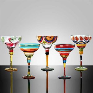 Wijnglazen Handbeschilderd Multicolor Margarita Glas Europese Bruiloft Unieke Champagne Rode Goblet Loodvrij Home Bar Cup