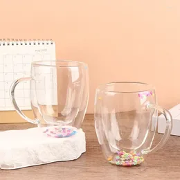 Verres à vin poignée transparente avec mur tasse à café remplissages tasses petit déjeuner 1pc paillettes boisson thé Double verre étoile isolé