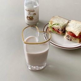 Verres à vin en forme de cœur bord doré, tasse en verre, assiette à Dessert, bol, lait, café, vaisselle, salade Vintage, vaisselle de fruits, plats, gâteau à soupe