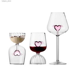 Verres à vin Verre à cocktail en forme de coeur 350/500 ml vin rouge verre à champagne cuisine verre à eau fête de mariage cadeau d'anniversaire L240323