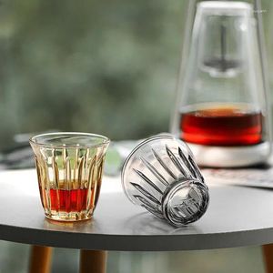 Verres à vin Cup whisky résistant à la chaleur Stripe verticale Verre créative Matière blanche haute bière