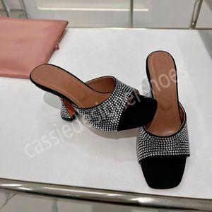 Verres à vin talons pantoufles pour femmes bout rond concepteur en cuir véritable diapositives de mode 2023 marque de luxe été femme sandales marque chaussures décontractées baskets 2022