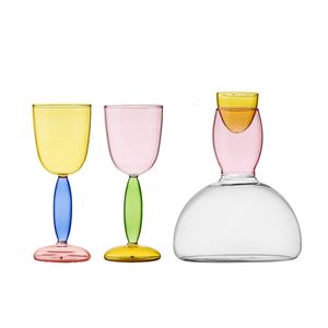 Verres à vin Haute Borosilicate Couleur Créative Contraste Gobelet Couleur Cristal Verre Pur À La Main Bordeaux Bourgogne Champagne Verres À Vin 230620