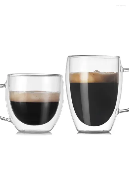 Verres à vin haut borosilicate transparent à eau transparente plus café créatif avec vitre à double couche résistant à la chaleur