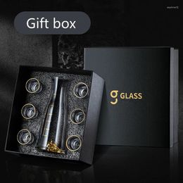 Wijnglazen High-end Gold Foly Liquor Cup Suit kristalglas voor Home Mini S Chinese stijl Fine Divider Gift Box