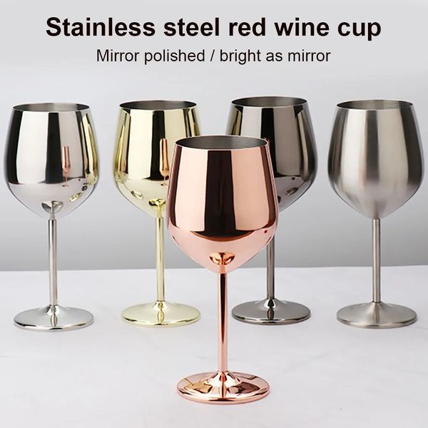 Copas de vino de alta calidad 500 ml 304 de acero inoxidable de una sola capa Copa de vidrio rojo de gran capacidad Cóctel Herramientas de bar para el hogar 231216