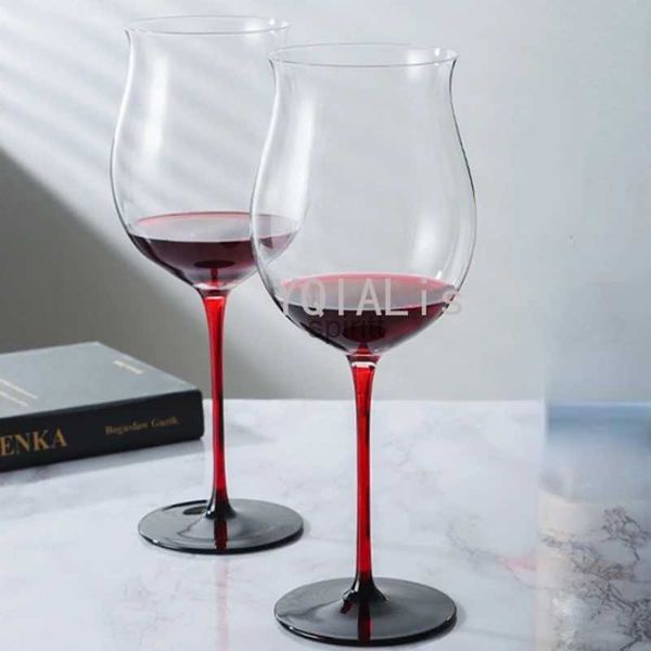 Copas de vino de alta calidad 700-800 ml Moda Pajarita negra Copa de arte Postre borgoña Copa de vino tinto Vaso de cristal hecho a mano YQ240109