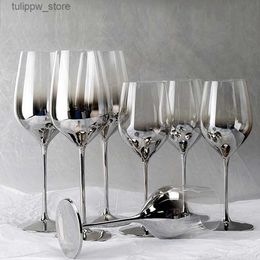 Verres à vin Verres à vin rouge galvanisés de haute qualité, sous-verres gris, verres à champagne en cristal, hôtels, fêtes, boissons, cadeaux de mariage, L240323