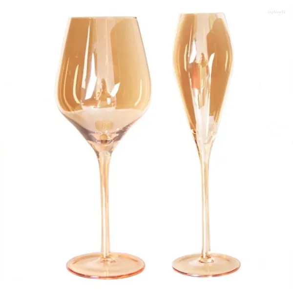 Casas de vinos Fotón de moda de alta calidad 200-650ml Amber Coblet Crystal Glass Red Champagne Copa Noble elegante Drinkware