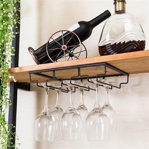 Soporte para copas de vino Bartender Stemware Estante colgante debajo del gabinete Organizador Copa de vidrio Barra de hierro Herramienta Negro 220509