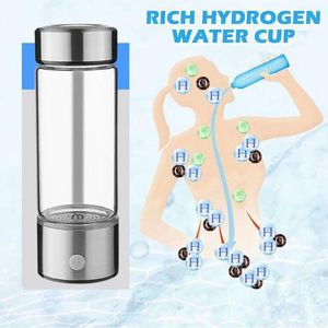 Verres à vin Hydrogène Générateur à eau Filtre Filtre Ionizer Maker riche en hydrogène ORP Super Bottle 420 ml Antioxydants Portable U7B8