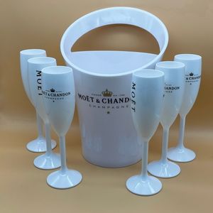 Wijnglazen ijsemmer Champagne Fluit Set White Plastic Champagne Party Sets