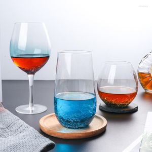 Verres à vin glace fissure verre ombré Transparent créatif haute qualité boisson tasse sans plomb lait jus rouge Drinkware 550ml