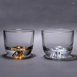 Copas de vino, copa de cristal con montaje en hielo, Montaña Dorada, estilo Retro japonés, taza de té maestro de agua, té de whisky