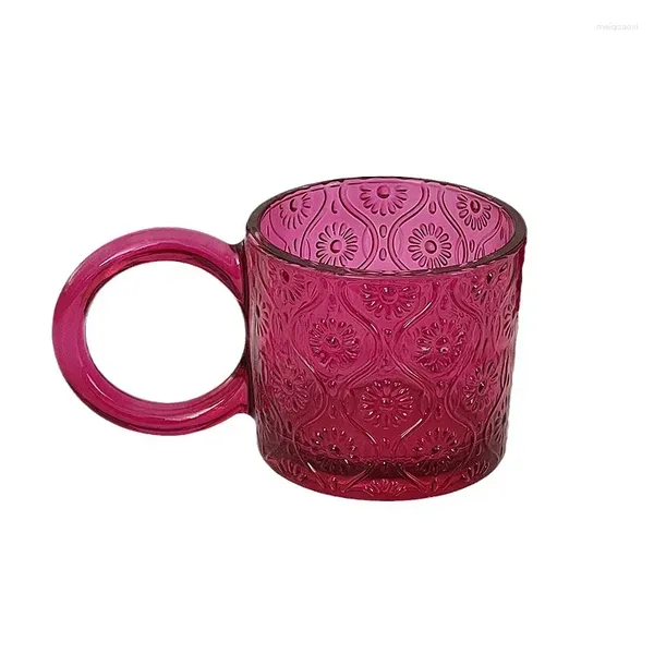 Copas de vino Ins de 250ML, vaso de oreja grande de Color ciruela con taza, taza de agua para el hogar de alto valor, tazas de café y leche, grabado de regalo