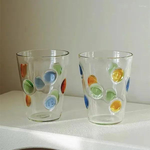 Verres à vin INS couleur à pois, mignon verre d'eau, haute teneur en Borosilicate, monocouche, maison, salon de thé, café, bière