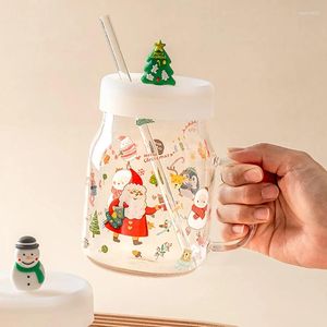 Verres à vin Ins tasse en verre créative avec couvercle arbre de noël étoile eau anti-déflagrant isolation tasse cadeaux conception