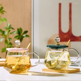 Verres à vin Ins forme de diamant beau verre tasse à eau 400 ml belle chaleur résistant fleur thé bureau