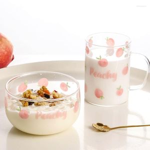 Wijnglazen ins fruitsalade glazen kom huis hitte-resistente dessert ontbijtbeker set roze meisje servies