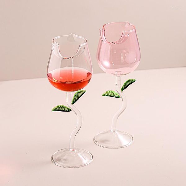 Copas de vino Ins Rose Stemware Cóctel de alta belleza Copa de whisky de cristal rojo Tazas de regalo de boda Botella de agua para fiesta