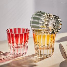 Verres à vin Ins Style Restaurant Crystal Light Luxury Househol Water Cup Whisky S Glass Forest Colorful Striped Café.