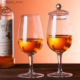 Copas de vino Copa de degustación de whisky de cristal transparente profesional ISO con tapa sommelier Kopita nariz vaso de whisky con olor a vino tinto L240323