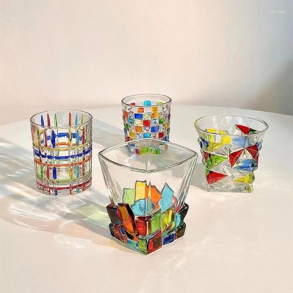 Copas de vino Italia diseño cristal Color whisky taza café vaso gótico deslumbrante whisky licor vidrio agua cristalería