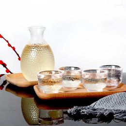 Wijnglazen jankng Japanse sake set hamerpatroon glas goud rimde cup warmere Koreaanse soju tequila pot whisky huishoudelijk