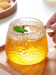 Verres à vin japonais Hammer motif en verre ensemble tasse de thé domestique avec transparent pour la fleur de boisson de bureau