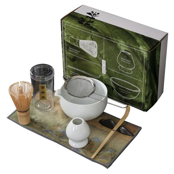 Verres à vin japonais matcha costumes avec vidage de la bouche bol en céramique batteur à oeufs cuillère à thé poudre de maccha coffret cadeau compact 230620