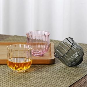 Wijnglazen Japanse stijl bloembladpatroon kleur hoog borosilicaat glazen thee kopje huishouden hitte-resistente eenvoudige waterset
