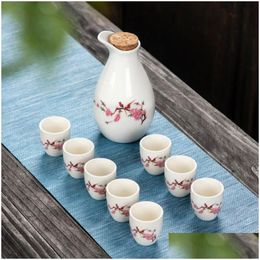 Wijnglazen Japanse Stijl Set Sake Cup Keramische Kan Dispenser Karaf Klein Glas Eén Mondf 231114 Drop Delivery Dhdl2