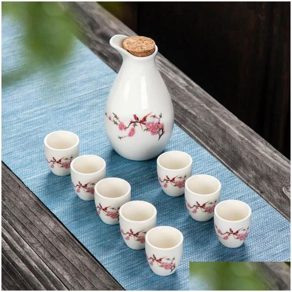 Verres à vin de style japonais, tasse à saké, distributeur de pichet en céramique, carafe, petit verre, une bouche, 231114, livraison directe, Dhdl2