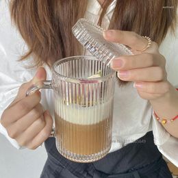 Verres à vin Style japonais Simple et belle tasse 390Ml lait tasses à café avec couvercle verre Chic thé cadeaux de mariage livraison directe