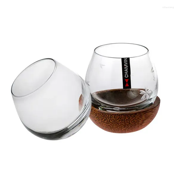 Verres à vin de style japonais whisky tasse en verre créatif avec plateau en bois