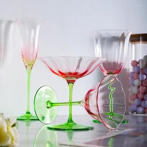 Copas de vino Jinyoujia Cristal hecho a mano ultra delgada vidrio de loto Patrón de flores Campán martini vintage francés