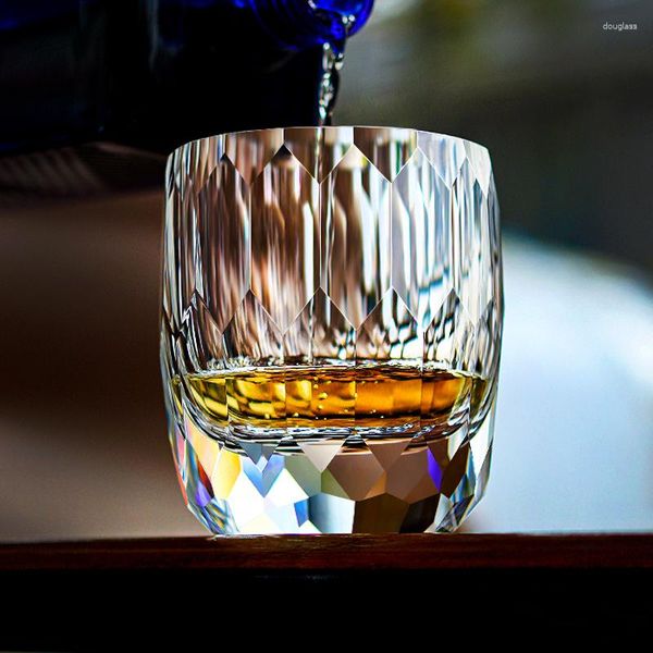 Verres à vin JINYOUJIA japonais Edo Kiriko diamant visage verre de cristal sculpté à la main haute transparence whisky épais boîte-cadeau