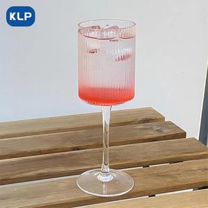 Wijnglazen KLP 1PCS Koreaanse stijl gestreepte lange champagne Soda Bubbly Dessert High Color Cocktail