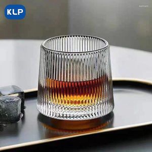 Wijnglazen KLP Creative Rotating Glass Tumbler Ins Air Hammer Print Beer Mok Huishoudelijke whisky